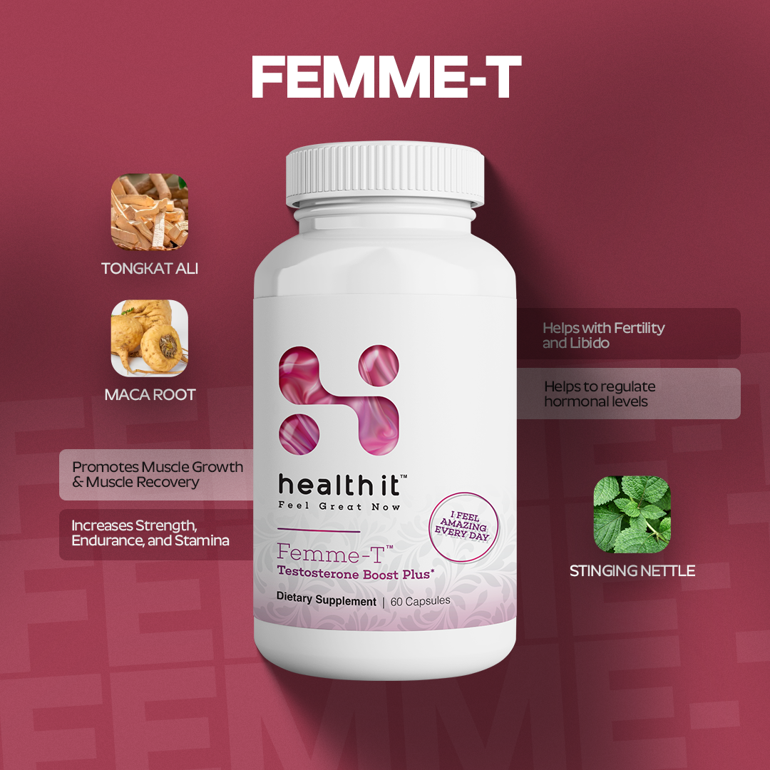 Femme-T – Women’s Wellness & Vitality Blend with Tongkat Ali, Maca & Stinging Nettle